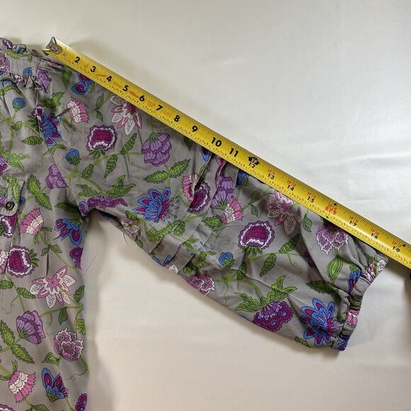 Matilda Jane Women's Floral Shirt Gray Long Sleeve Blouse LARGE - Picture 9 of 9